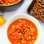 Moroccan chickpea soup with roasted vegetables