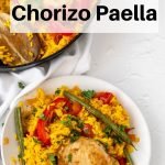 chicken chorizo paella pin image