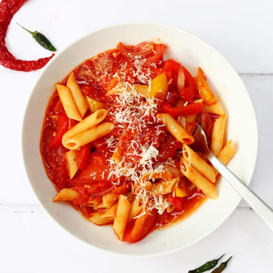 Easy Tomato and Chorizo Pasta - Searching for Spice