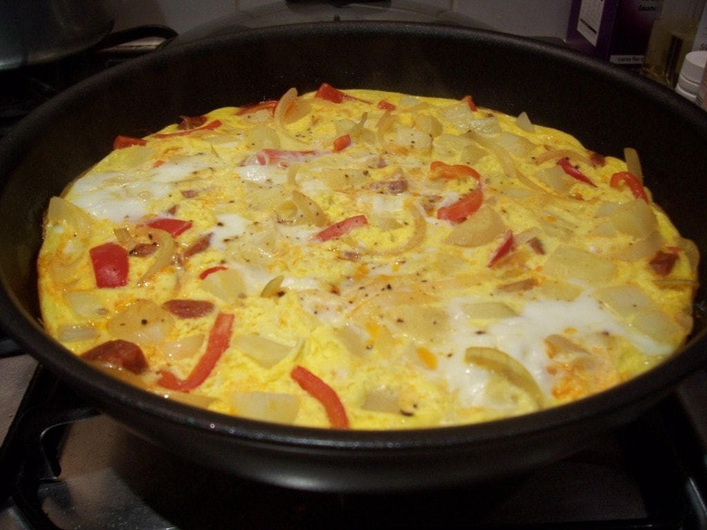 Spanish omelette with chorizo