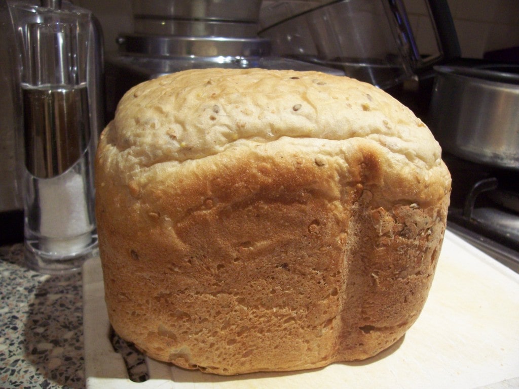 Loaf of homemade bread made in the bread maker