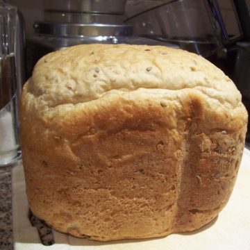 Loaf of homemade bread made in the bread maker