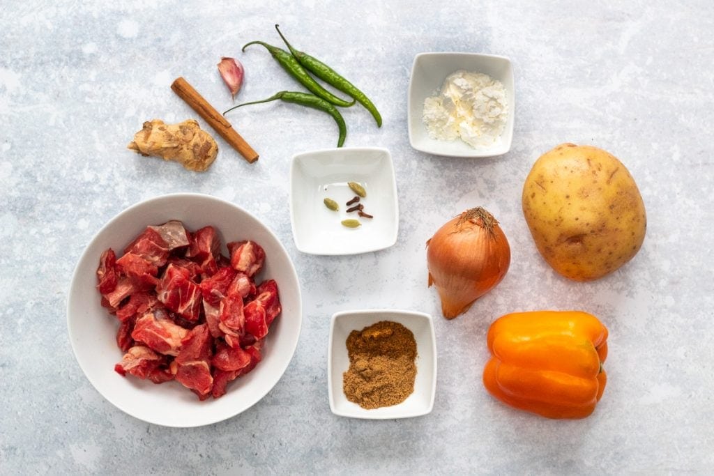 Ingredients for Bangladeshi beef stew