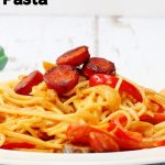 creamy chorizo pasta pin image
