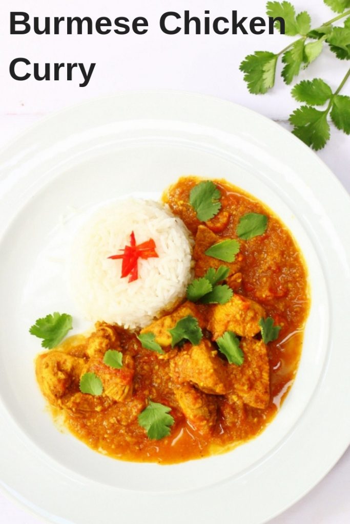 Burmese chicken curry pin image