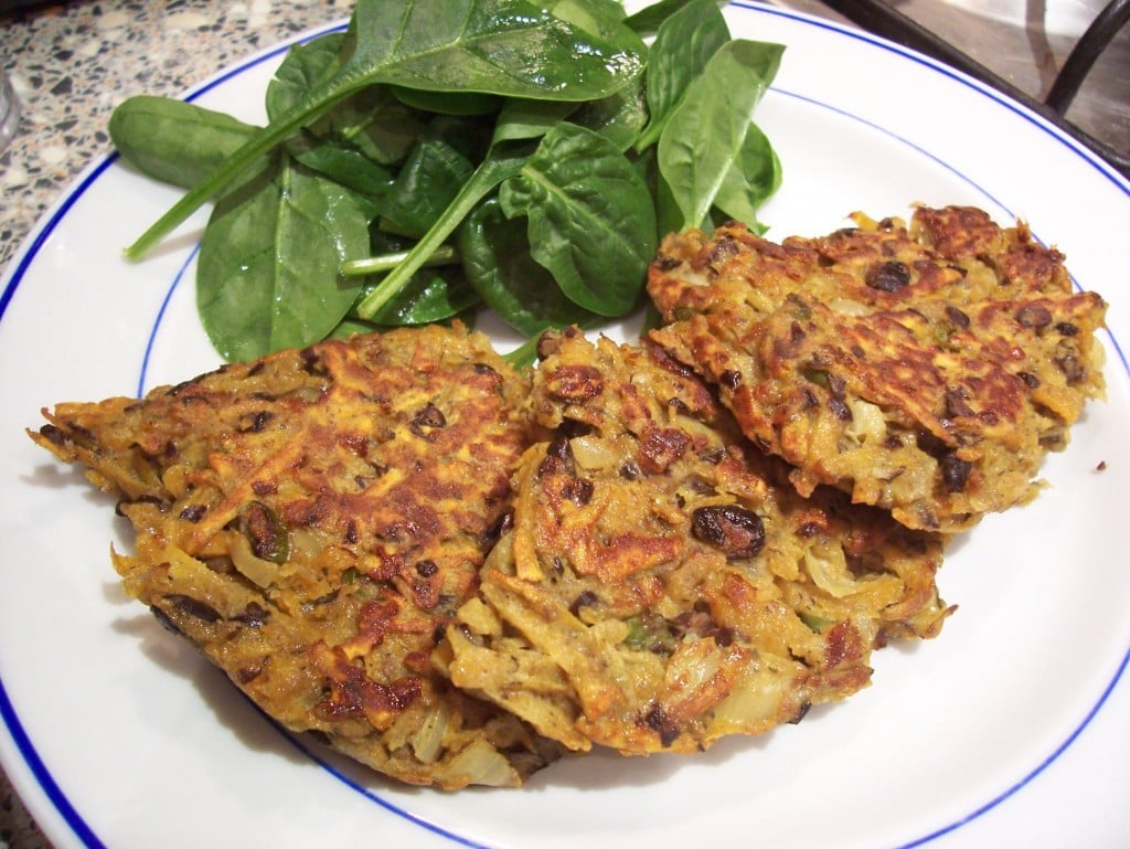 Sweet potato and black bean patties with spinach
