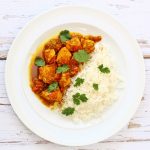 easy red Goan chicken curry with rice and coriander leaves: Easy homemade Curry Recipes