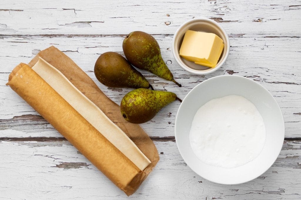 Ingredients for pear tarte tatin