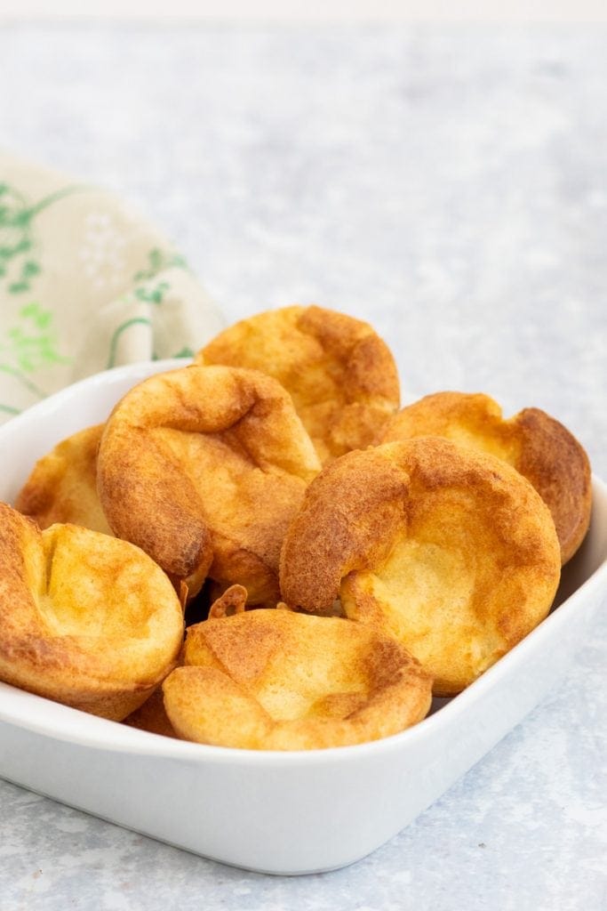 Traditional Yorkshire puddings in a serving dish