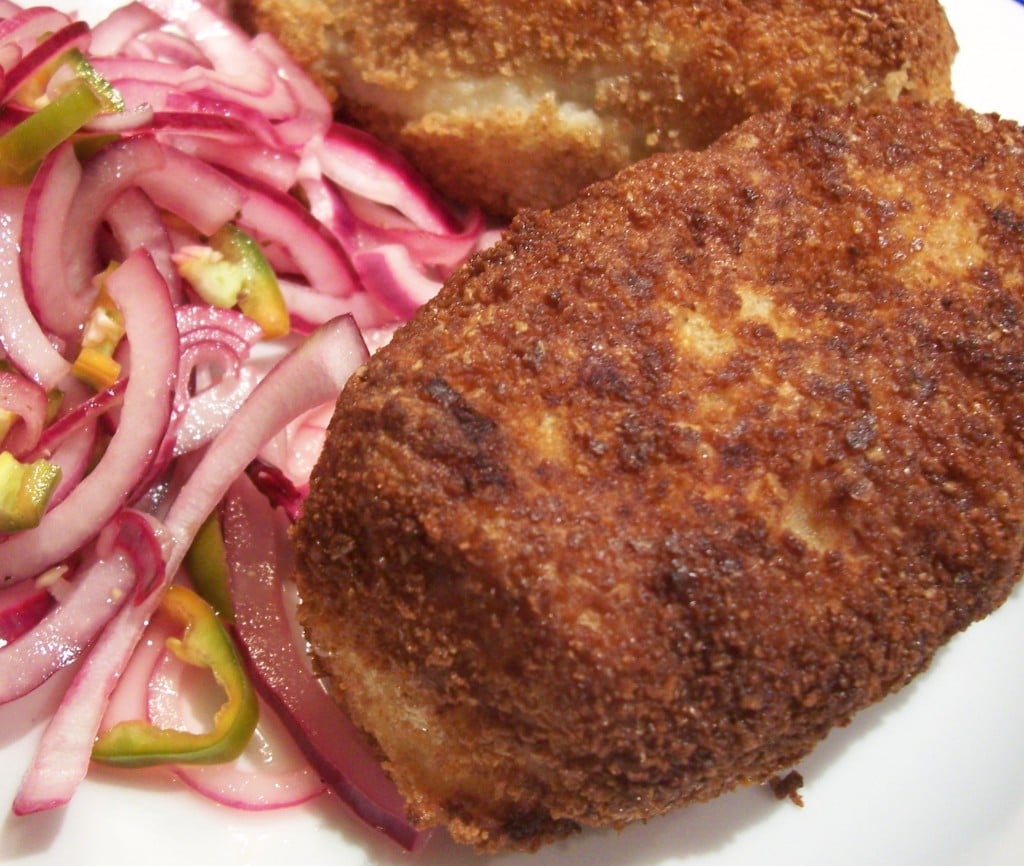 papas rellenas and salsa criolla