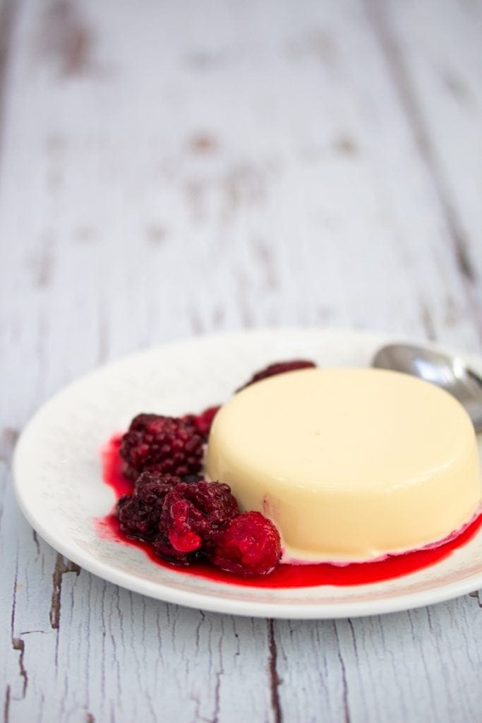 Vanilla panna cotta on a plate