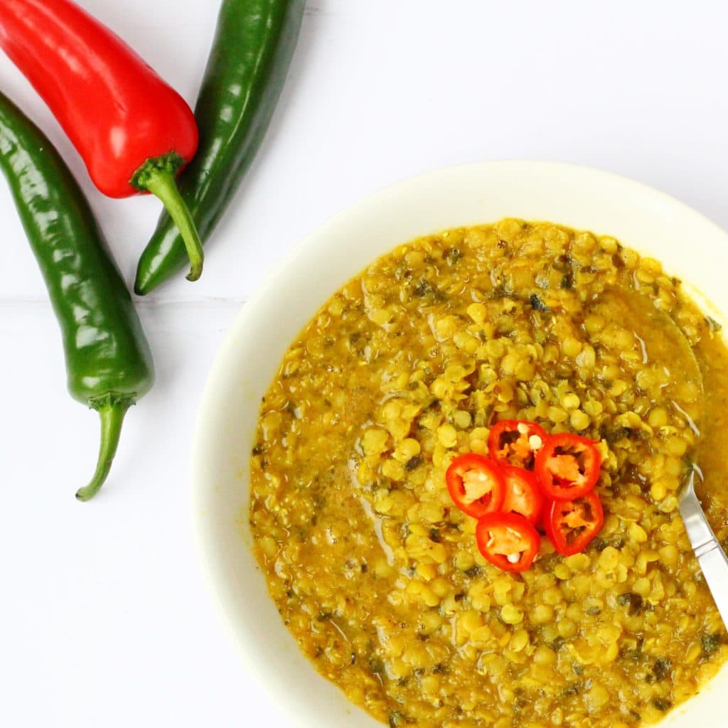 Close up of red lentil soup