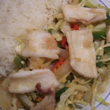 Chinese squid stir fry with rice