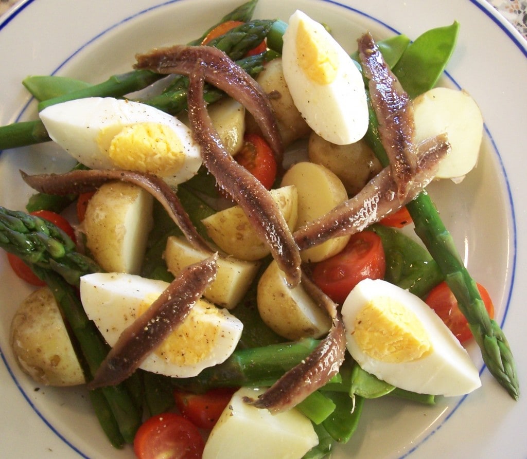 Potato egg anchovy salad