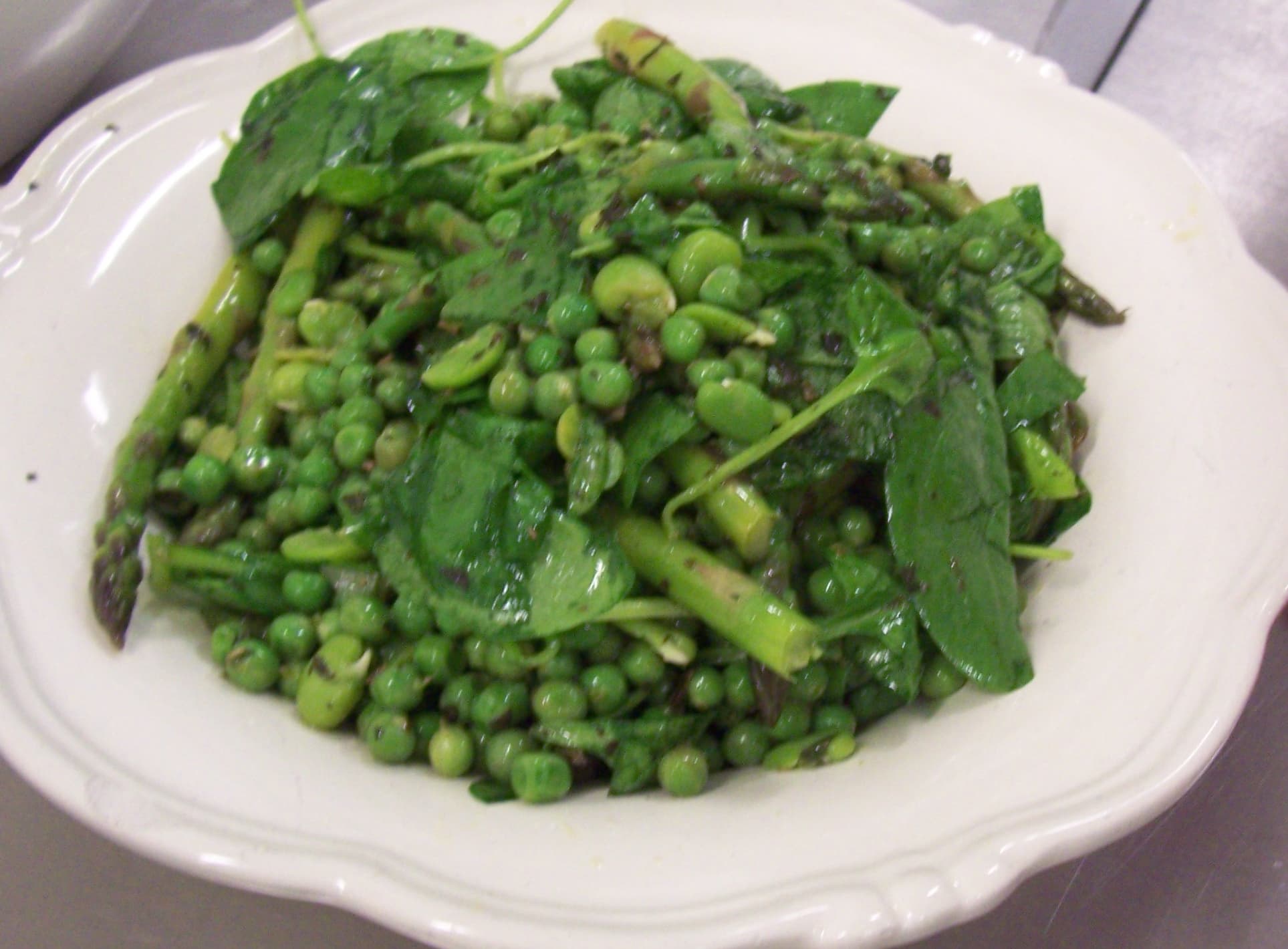 Peas and green vegetables
