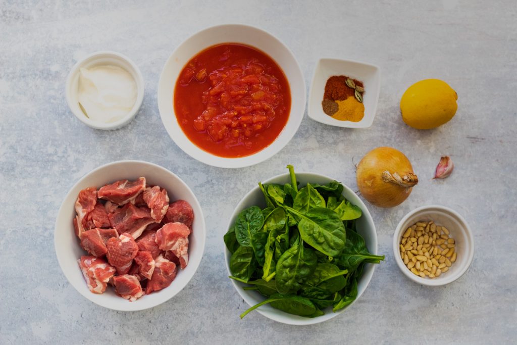 Afghan lamb stew ingredients