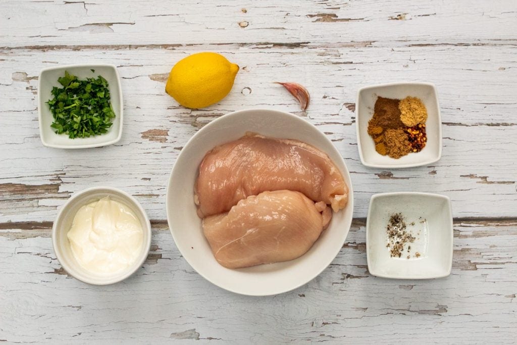 Ingredients for Middle Eastern marinated chicken