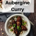 Stuffed aubergine curry pin image