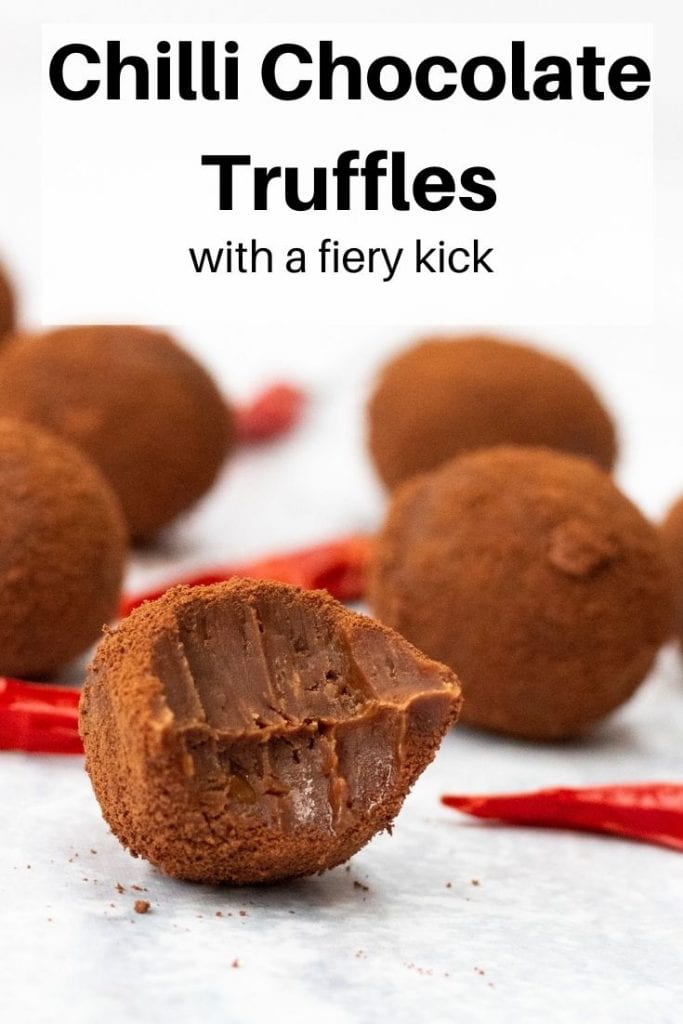chilli chocolate truffles pin image