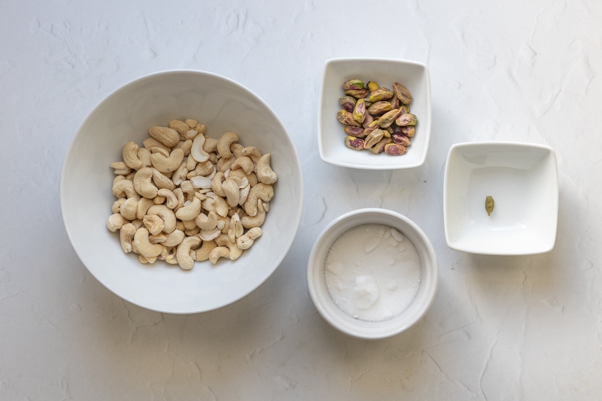Ingredients for cashew nut fudge