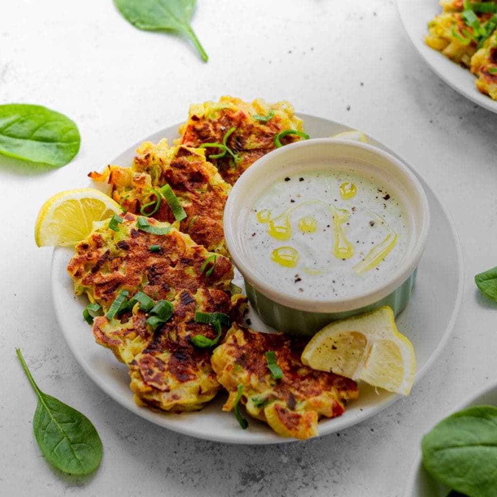 leek fritters with garlic sauce