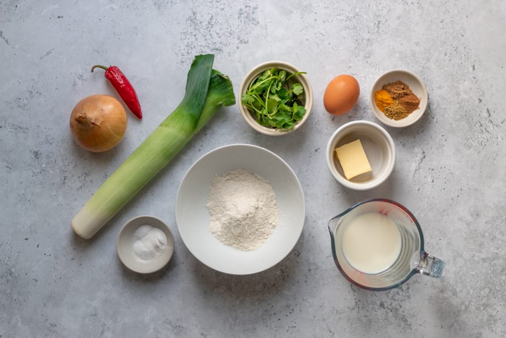 Ingredients for the leek fritters