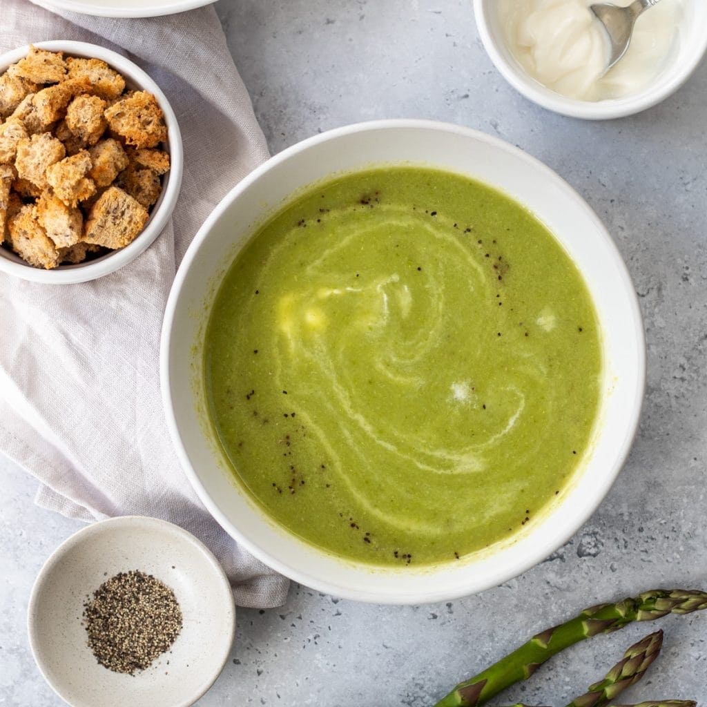 Sugar Snap Pea and Asparagus Soup - Searching for Spice