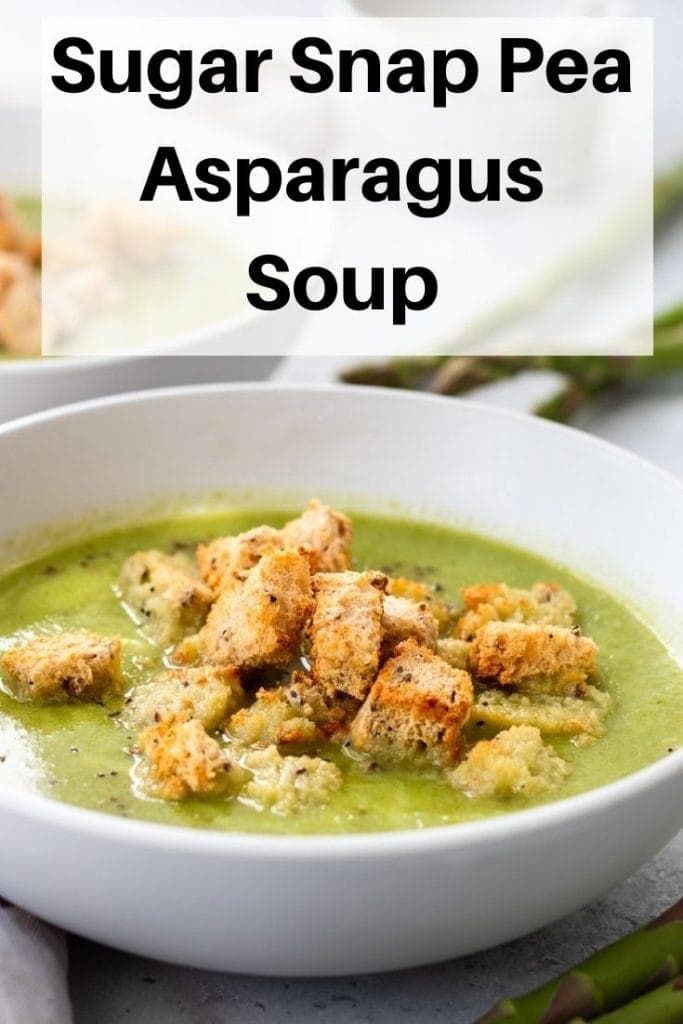 Pea asparagus soup pin image