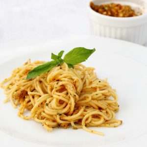 Sun dried tomato pesto spaghetti