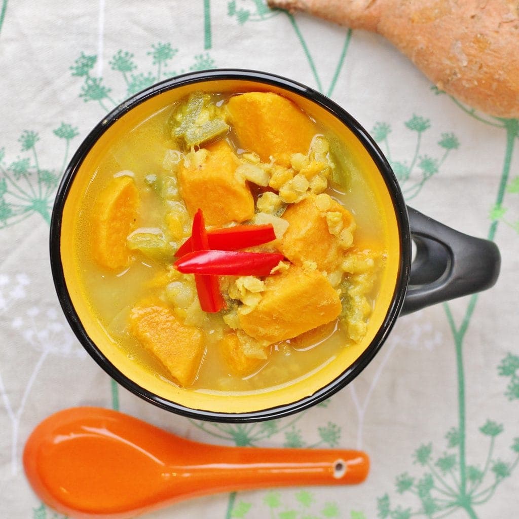 Sweet Potato Lentil and Tahini Soup
