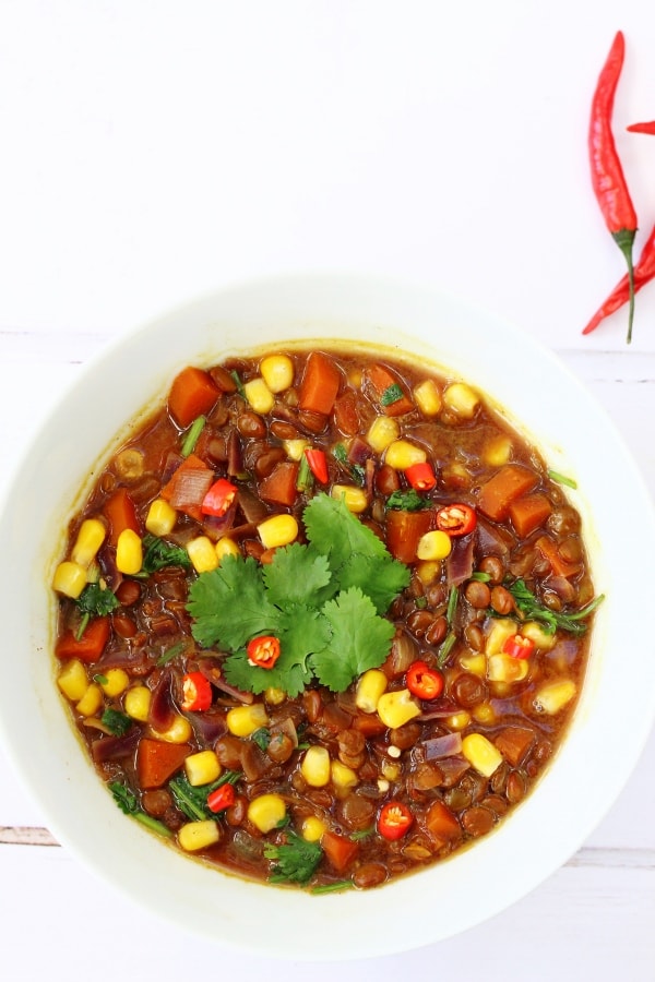 Green lentil and coriander soup