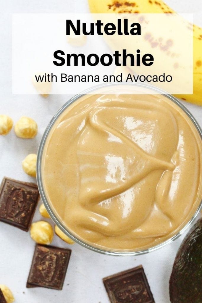 Banana avocado Nutella smoothie pin image