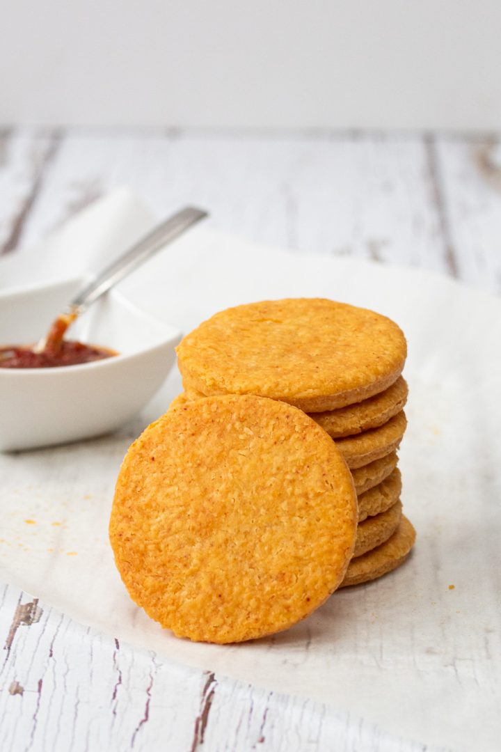 stack of cheesy paprika biscuits