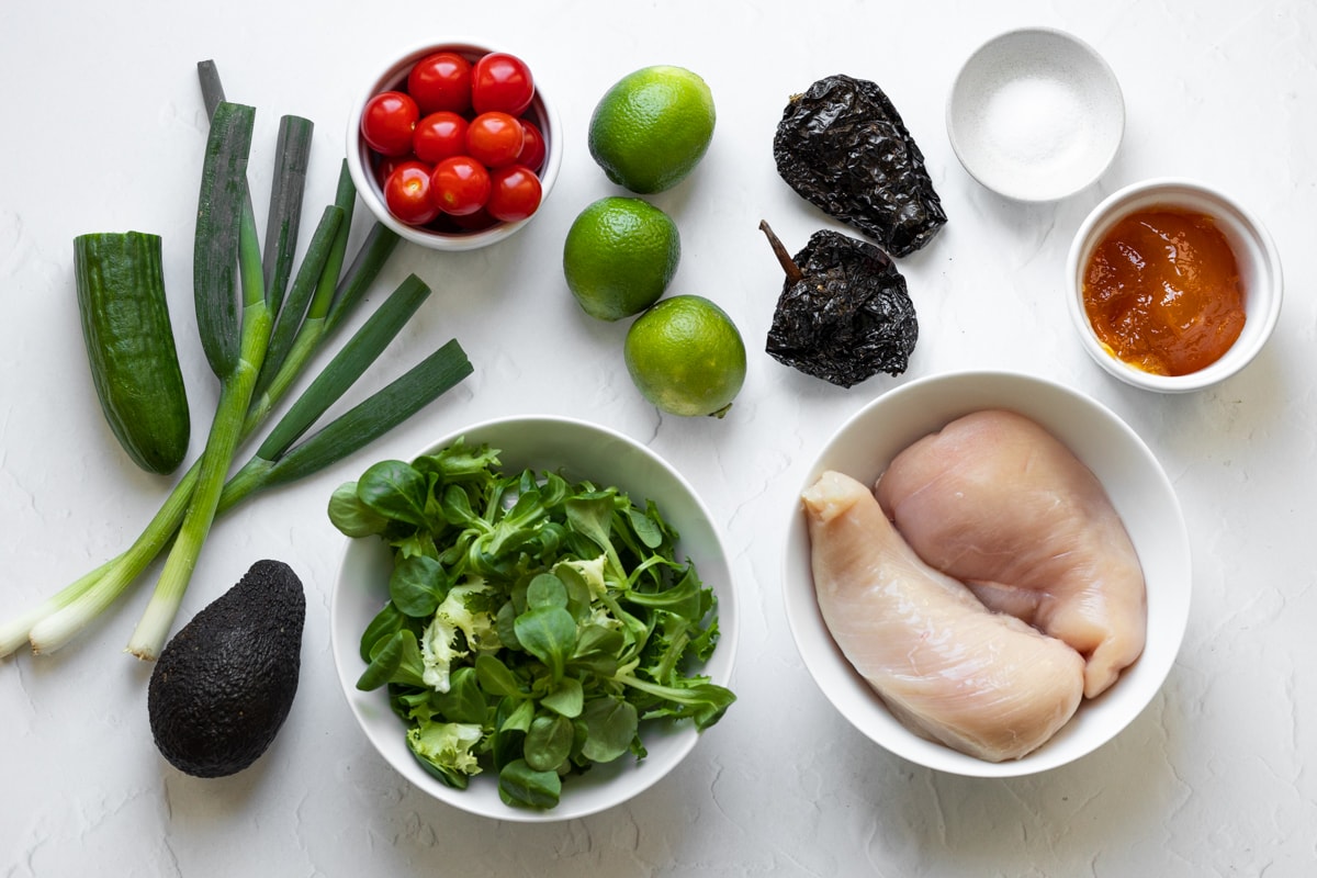 Ingredients for chamoy chicken salad