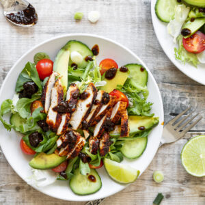 Plate of chamoy chicken salad