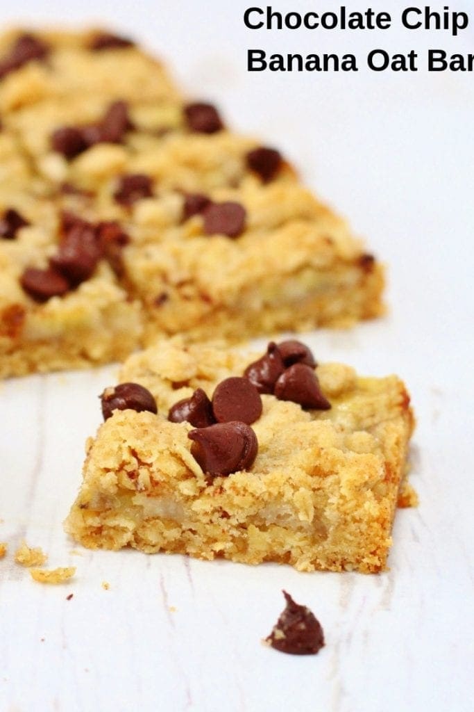 Chocolate chip and banana oat bars pin image