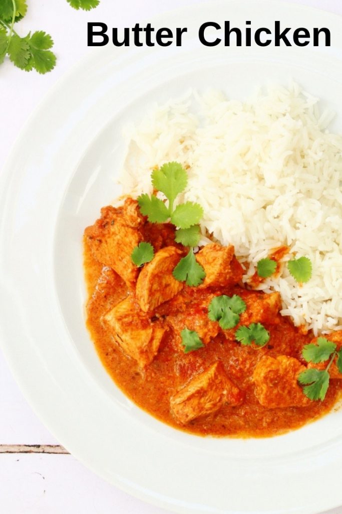 Chicken makhani or butter chicken with rice