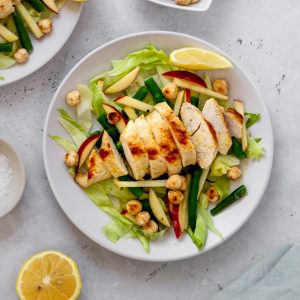 Plate of hazelnut chicken salad