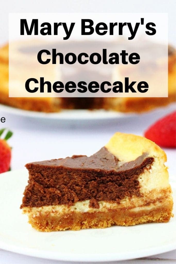 Mary Berry's American style chocolate baked cheesecake pin image