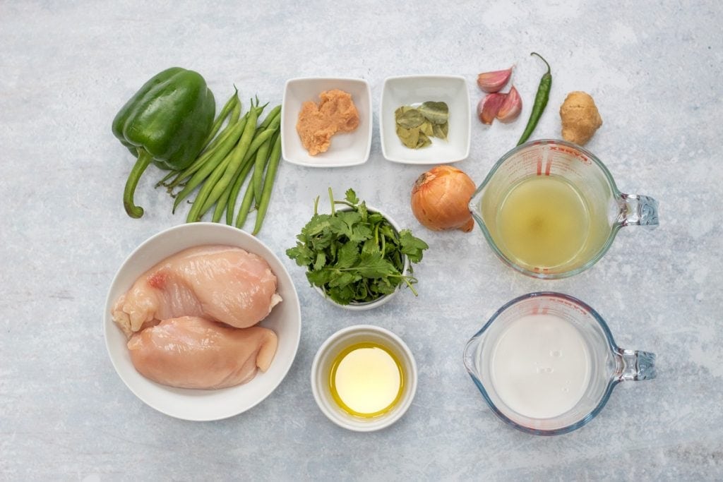 Ingredients for Thai green chicken curry