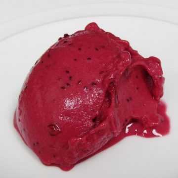 Blackcurrant frozen yogurt scoop