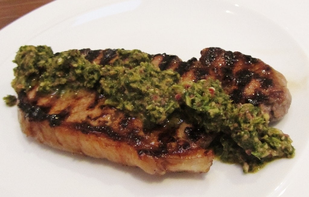 honey lime steak with chimichurri sauce