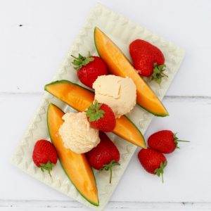 Cantaloupe melon frozen yoghurt