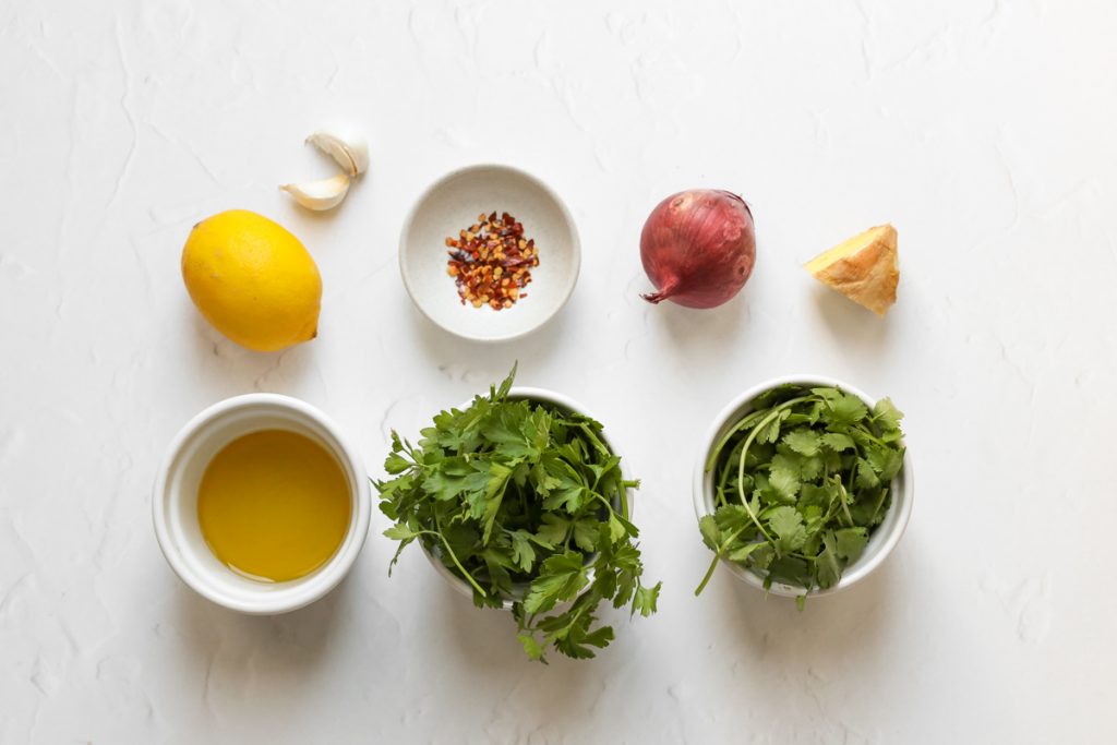 Ingredients for chimichurri sauce