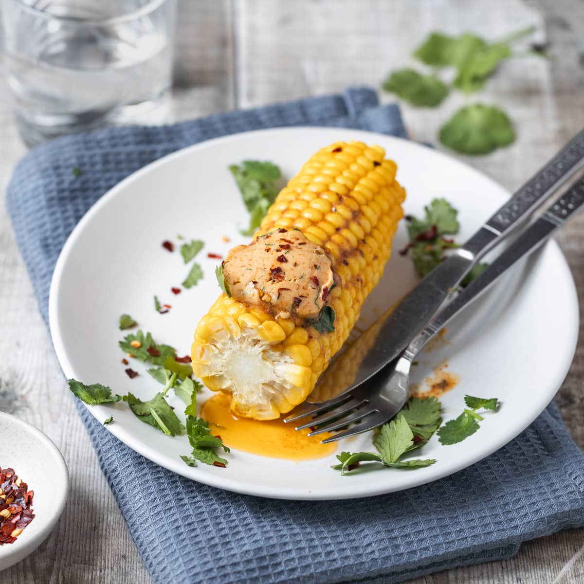 corn on the cob with indian spiced compound butter
