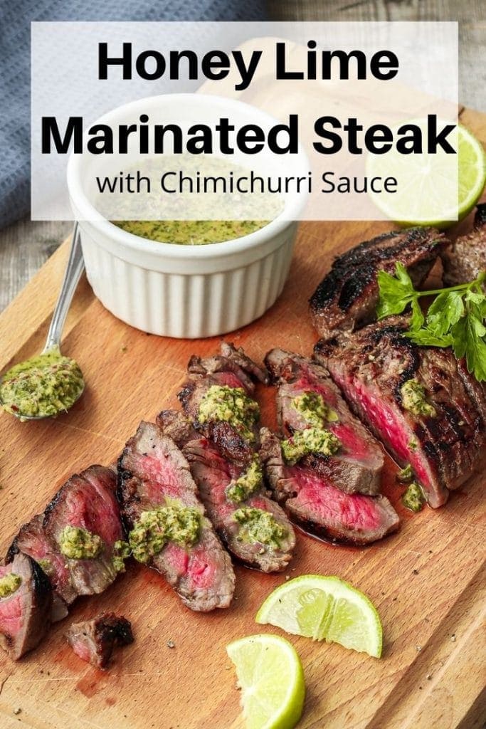 Honey Lime Steak with Chimichurri Sauce pin image