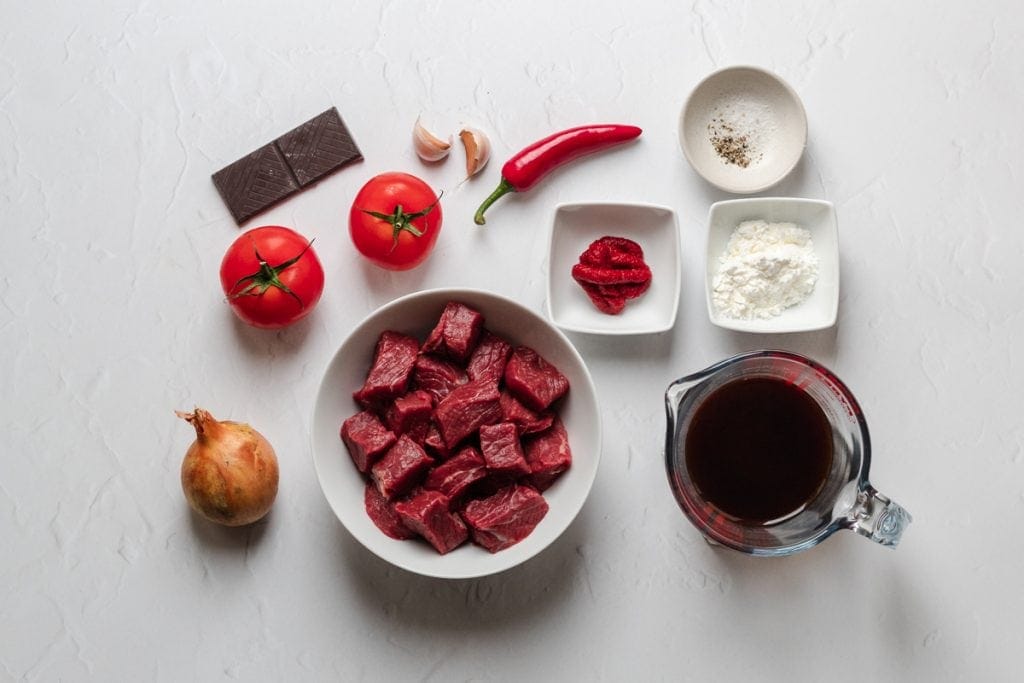 Ingredients for slow cooker Mexican beef stew