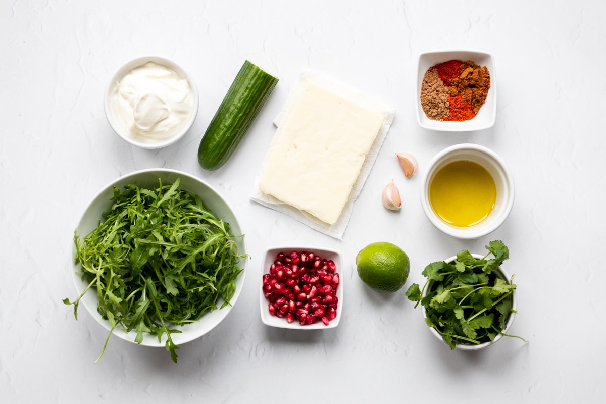 Ingredients for marinated paneer salad