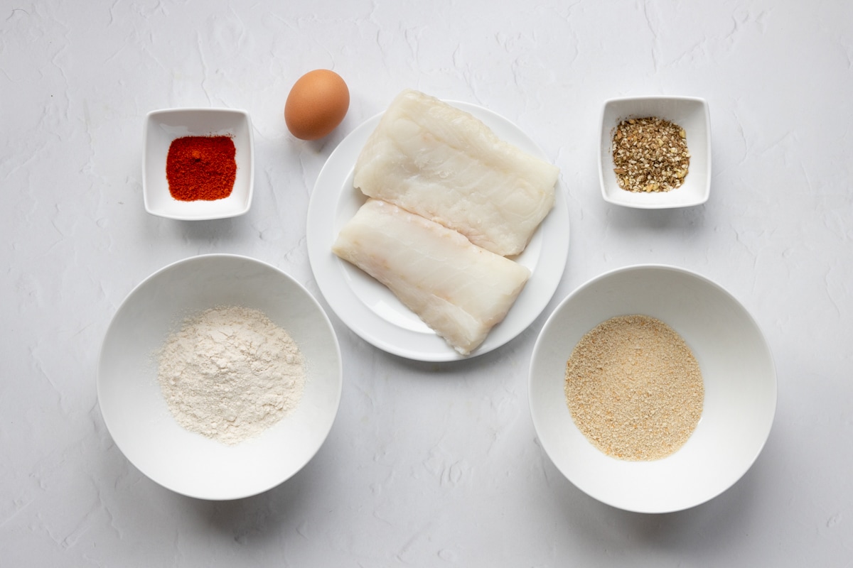 Ingredients for spiced cod fish fingers