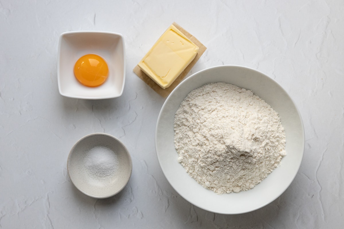 Pastry ingredients for savoury shortcrust pastry